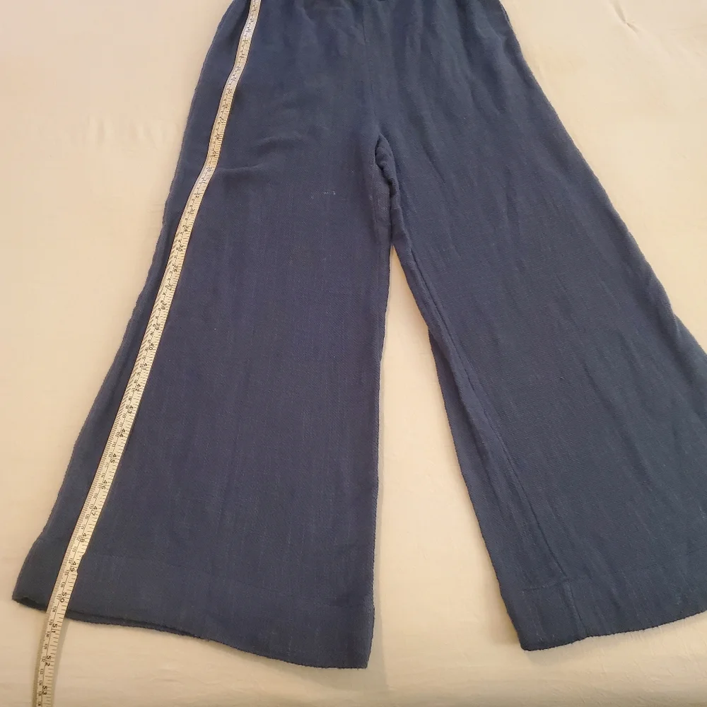 FREE PEOPLE Pretty Free Navy Blue Textured Weave Tie Front Cut Out Romper SZ‎ XS